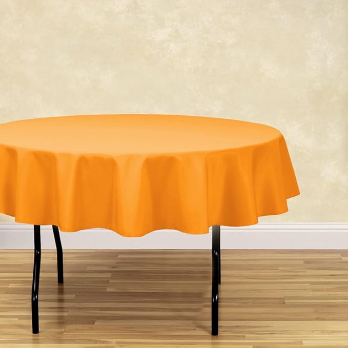 LinenTablecloth 70-Inch Round Polyester Tablecloth Pumpkin - Image 2