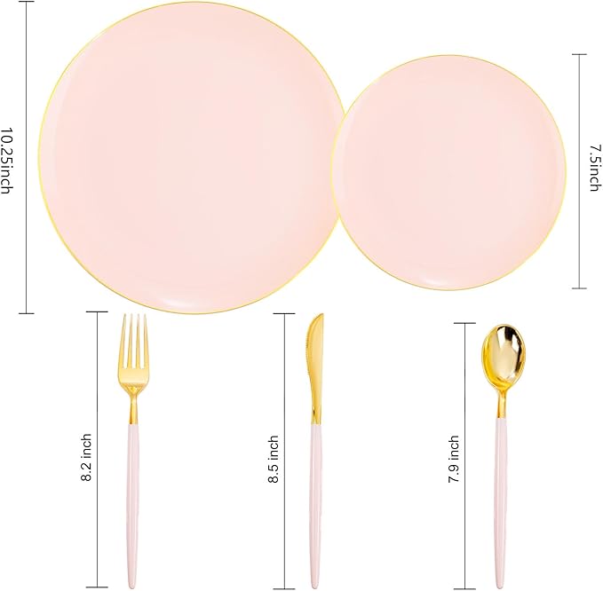Liacere 150PCS Plastic Plates-Gold Plastic Silverware - Image 9