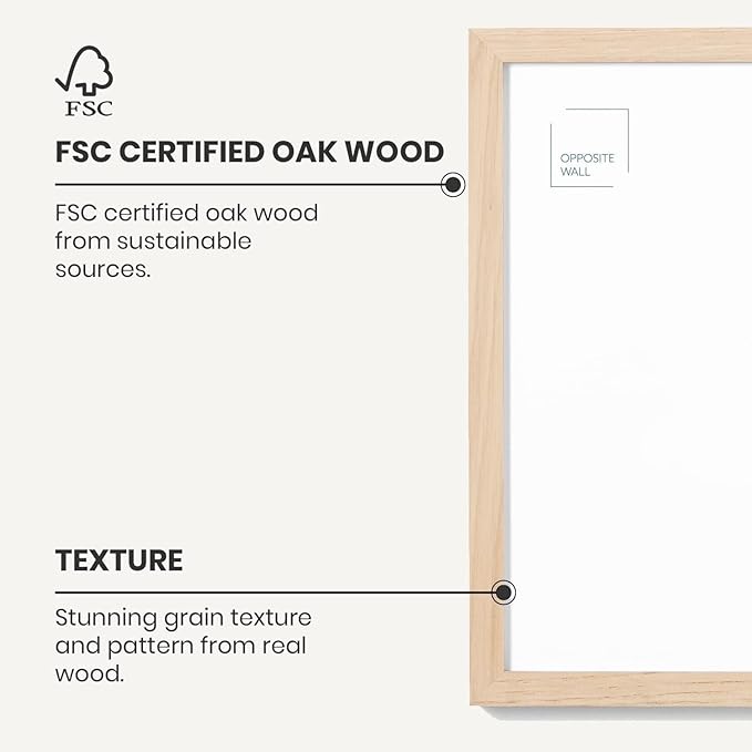 Opposite Wall - 8x8 in - Natural Solid Oak Wood Picture Frame - Lightweight - Image 3