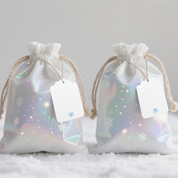100Pcs Blank Gift Tags with String Iridescent Foil Snowflake Large Gift Tags - Image 8