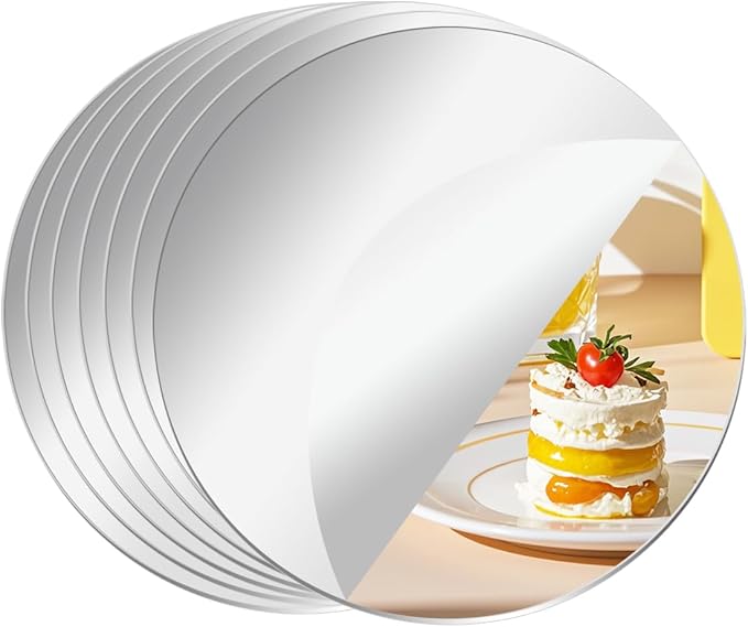 Small 6" Round Mirrors for Centerpieces, Mirror Tiles for Wall Table Wedding by PASOCON