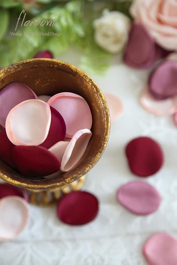 Floroom 300pcs Rose Petals Burgundy Maroon Faux Silk Flower Petals - Image 2