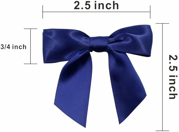 2.5" Hgzgch Dark Blue Satin Ribbon Bow - Image 2