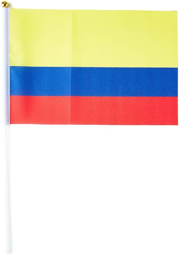 Colombia Flag Colombian Flag, Small Mini Handheld Colombia Flags on Stick - Image 2