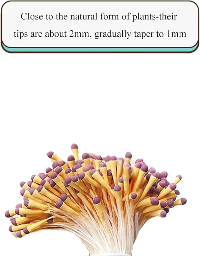 HAHIYO 700Pcs 2mm Yellow and Purple Matte Double Head Flower Stamen Pistil - Image 3