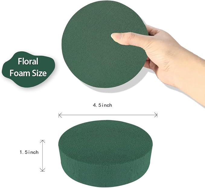 6 Pcs Round Floral Foam Blocks Each Green Wet & Dry Flower Foam - Image 2
