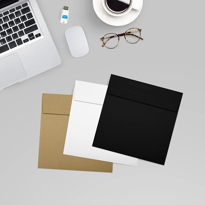 LUXPaper Square Invitation Envelopes | Peel & Press | 5" x 5" | Midnight Black - Image 7