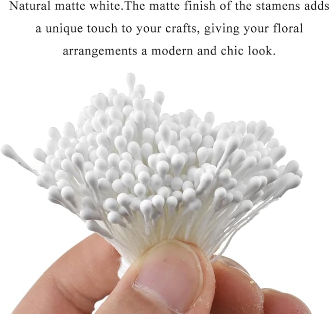 HAHIYO 700Pcs 2mm White Matte Double Heads Flower Stamen Pistil - Image 3