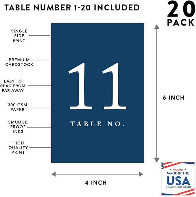 Andaz Press Table Numbers 1-20 On Perforated Paper, 4X6-Inch Single Sided Sign - Image 2