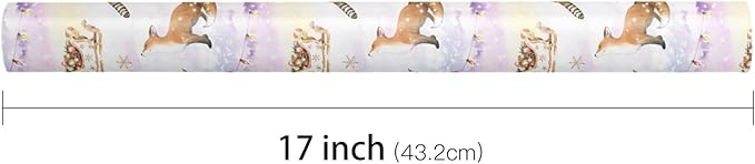 LeZakaa Christmas Reversible Wrapping Paper Roll, Watercolor Winter Forest - Image 6