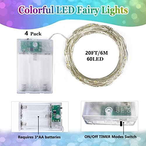 4 Pack 20FT 60LED Battery Operated Fairy Lights - Image 2
