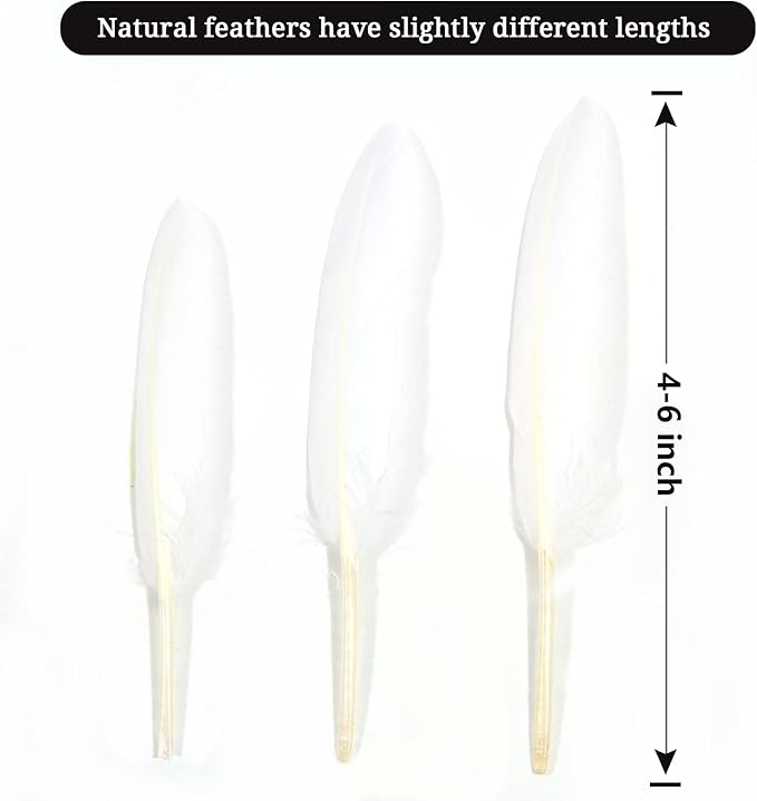 FeelfunFeather 120pcs White Goose Cochettes Feather Natural Bulk 4-6 inch - Image 2