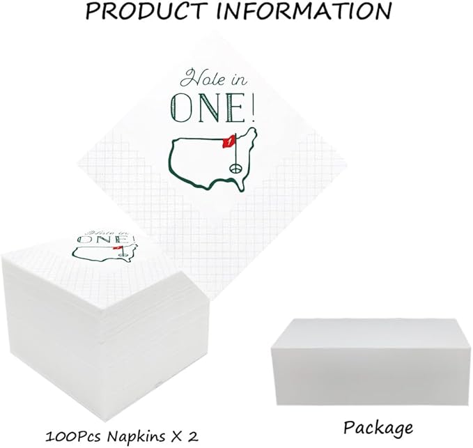Golf Cocktail Napkins 2-Pack, Golf Party Supplies, 5x5 Inches - Image 2