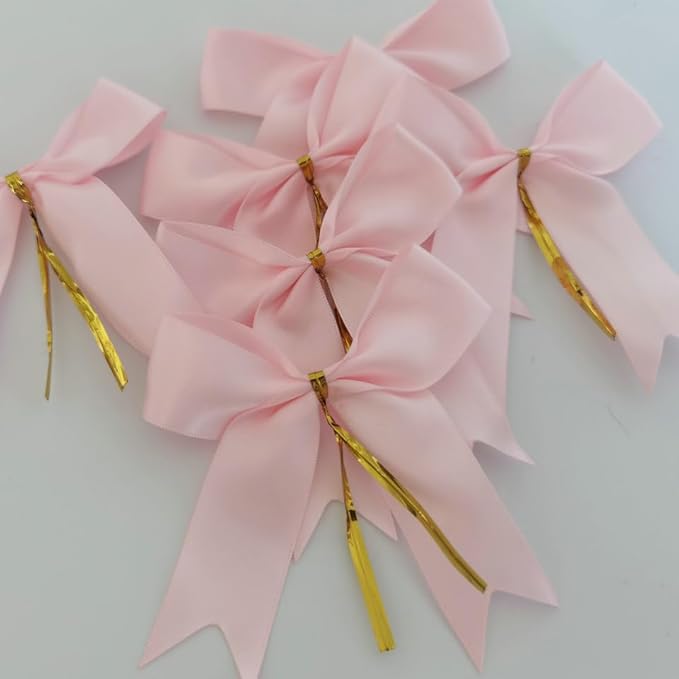 50pcs 3.5" Double Face Satin Pink Bows - Image 5