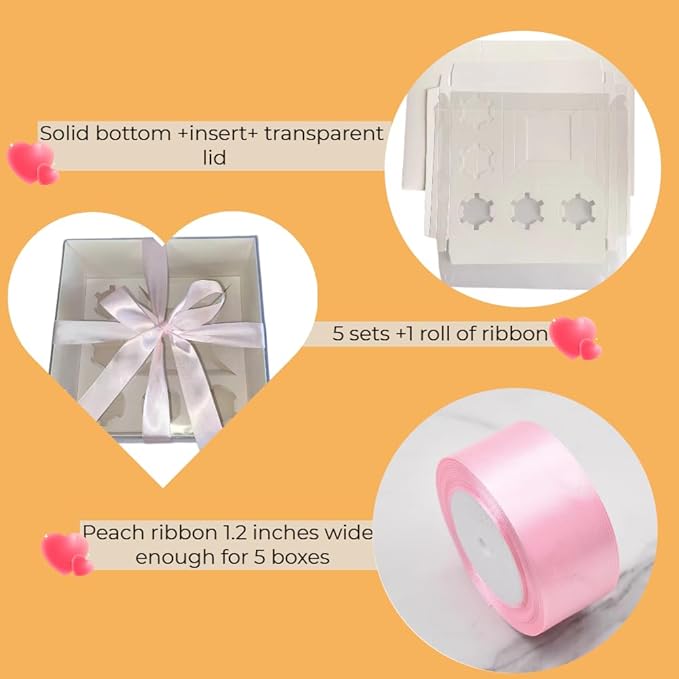 Bento Cake and Cupcake Box 2-in-1 4-inch Cake and 5 Cupcakes Box 5 Sets - Image 4