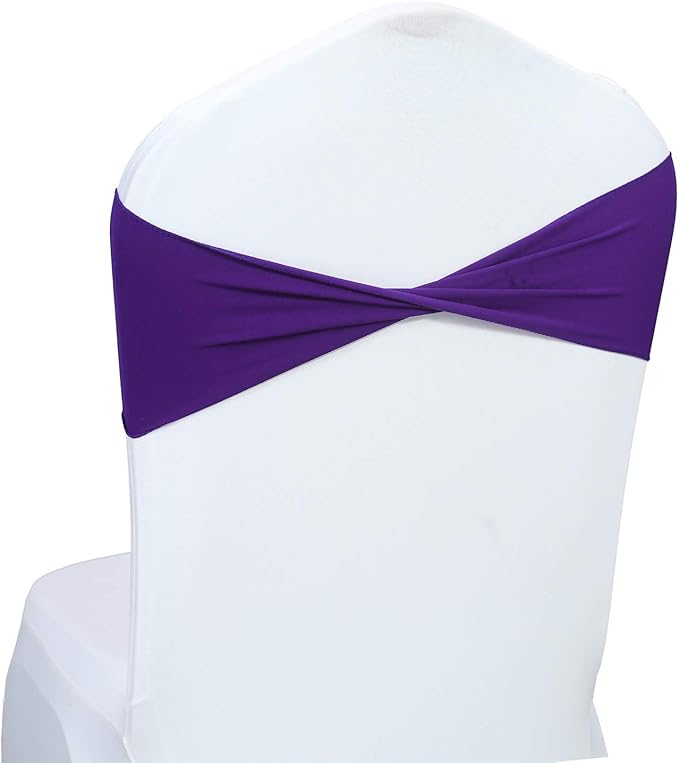 VDS Pack of 10 PCS | Purple | Spandex Chair Sashes Bows Without Buckle | - Image 2