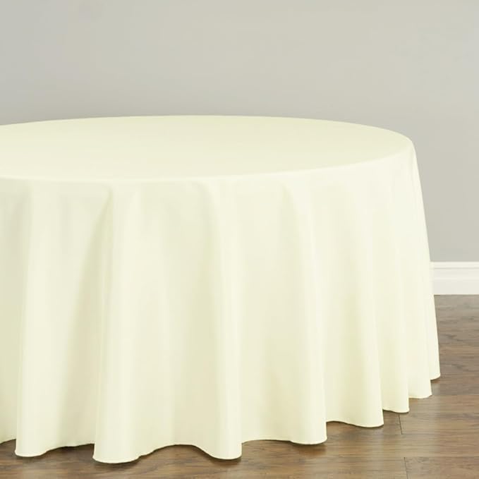 LTC LINENS 10 Pack 108 Inch Round Tablecloths Ivory - Image 3