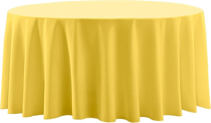 Round Tablecloth 120 Inch 2 Pack Yellow Tablecloths Washable Decorative Linen by AOCOZHomeLifeMuseum