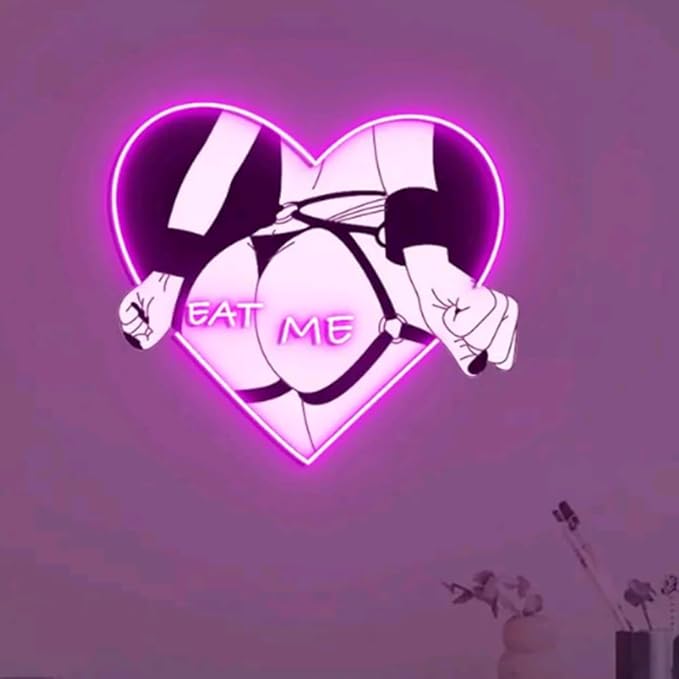 Anime Girl Eat Me Neon Sign, Girl Bedroom Wall Neon Light, Led Neon Signs by BELISAMA