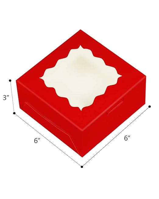 Bakepacker 100pcs Red Cookie Boxes 6x6x3 inches Easy Assemble Macaroon Pastry - Image 5