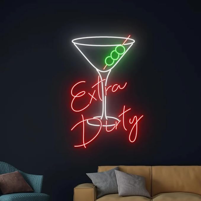 Extra Dirty Martini Led Sign, Extra Dirty Martini Neon Light, Martini Cocktail - Image 3