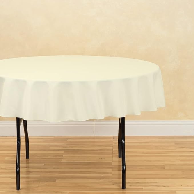 LinenTablecloth 70-Inch Round Polyester Tablecloth Ivory - Image 3
