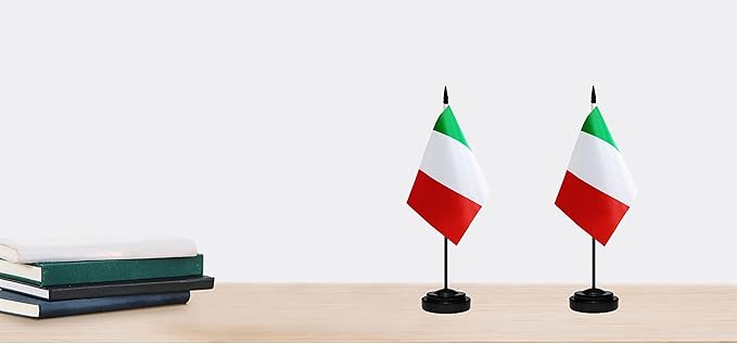 Italy Italian Deluxe Desk Flag Set Small Mini Miniature Italy Italian Table - Image 6