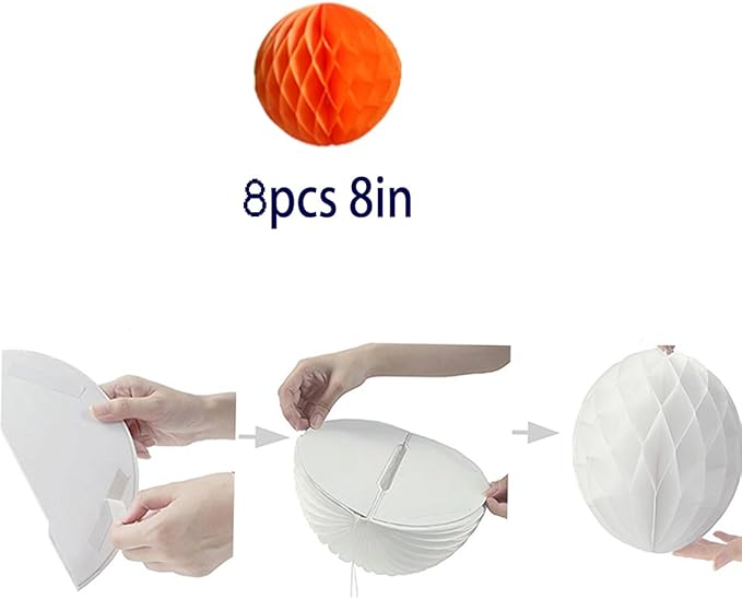 8pcs 10inch Paper Honeycomb Balls Decorative Tissue Honeycomb Balls Paper Pom - Image 2