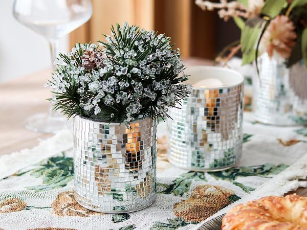 WDHODEC 6 Pcs Disco Vases Bulk Silver Mirror Disco Ball Flower Vase Glass - Image 8