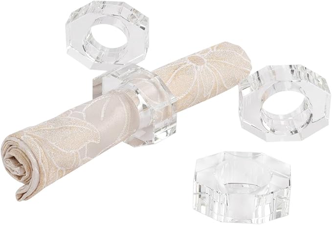 Crystal Napkin Rings, Elegant Table Decor Holders - Image 2