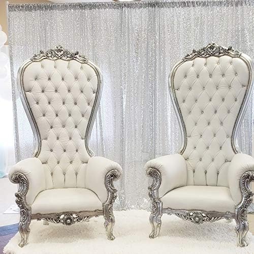 Eternal Beauty Silver Sequin Backdrop, 6x6 Ft Glitter Background Curtains - Image 7