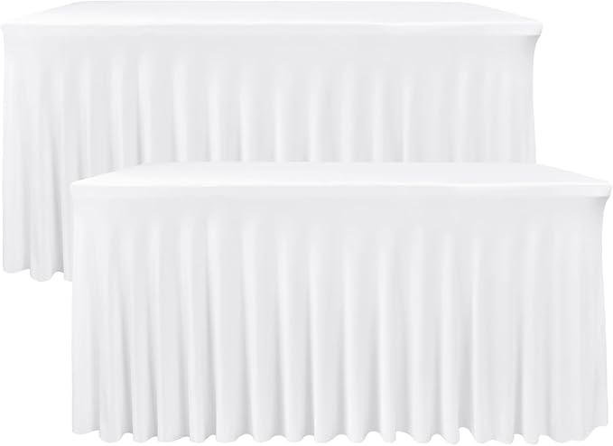 Nasitos White Table Skirt for 8 Foot Rectangle Tables, 2 Pack by Nasitoshomedecor