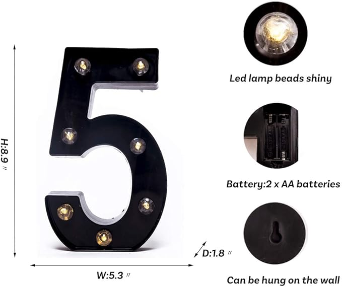 Foaky Black LED Marquee Number Lights Sign Light Up Marquee Number Lights Sign - Image 3