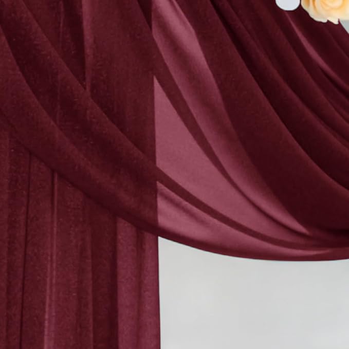 Burgundy Wedding Arch Draping Fabric 2 Panels 29" x 20 FT Red Drapes - Image 4