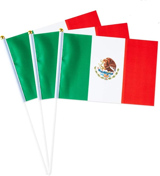 Mexico Flag Mexican Flag, Small Mini Handheld Mexico Flags on Stick by Mflagperft