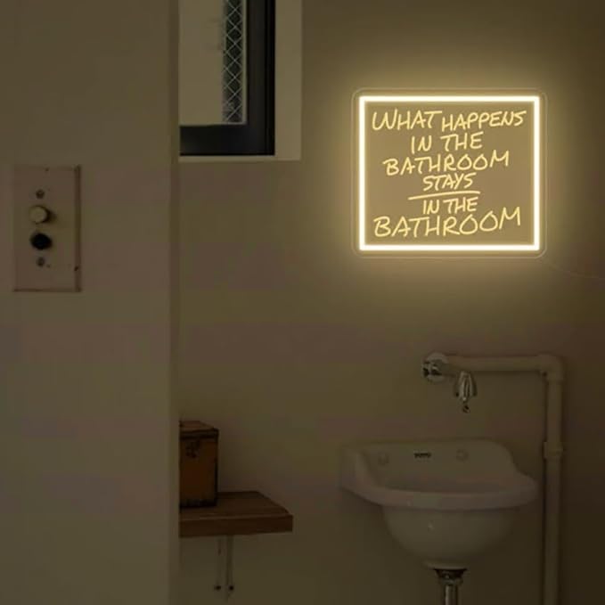 What happens in the bathroom stays in the bathroom Neon Sign| Trendy Bathroom by BELISAMA
