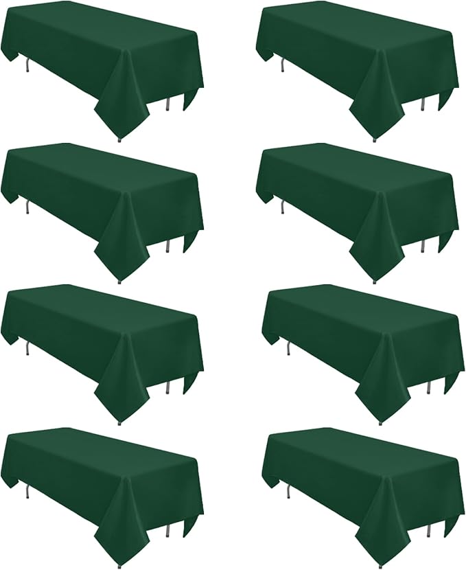 8 Pack Dark Green Tablecloth 60 x 102 Inch Rectangular Tablecloths by Heneger