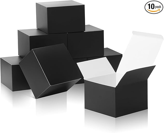 COTOPHER Small Gift Boxes 10 Pack 6x6x4 inches Black Gift Boxes by COTOPHER