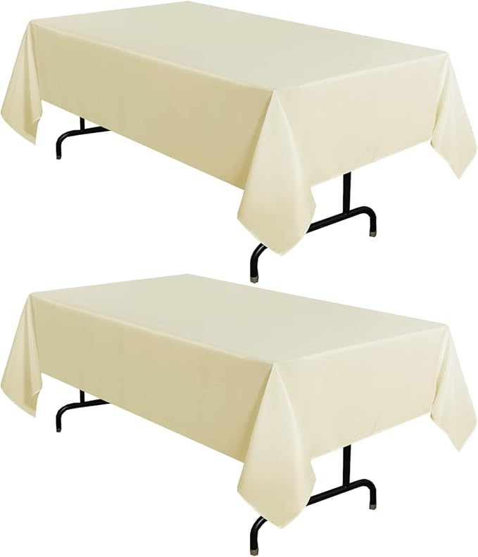 sancua 2 Pack Beige Tablecloth 60 x 84 Inch, Rectangle 4 Feet Table Cloth by sancua