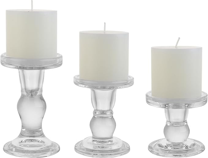 3-Piece Set of Glass Candlestick, Crystal Candlestick Holder Holder and Conical - Image 2