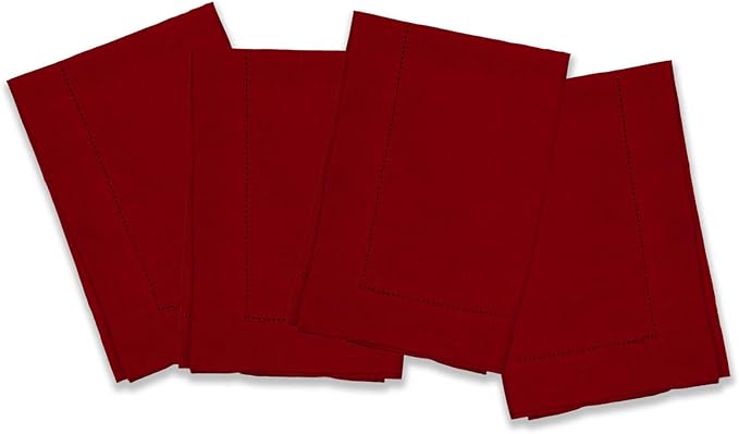 100% Pure Linen Red Napkins 20 x 20 Inch by HomeEkaa