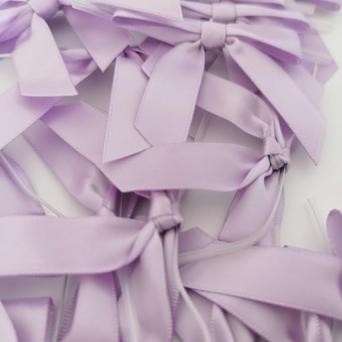 50pcs 2-1/2" Lavender Satin Ribbon Bows - Image 6
