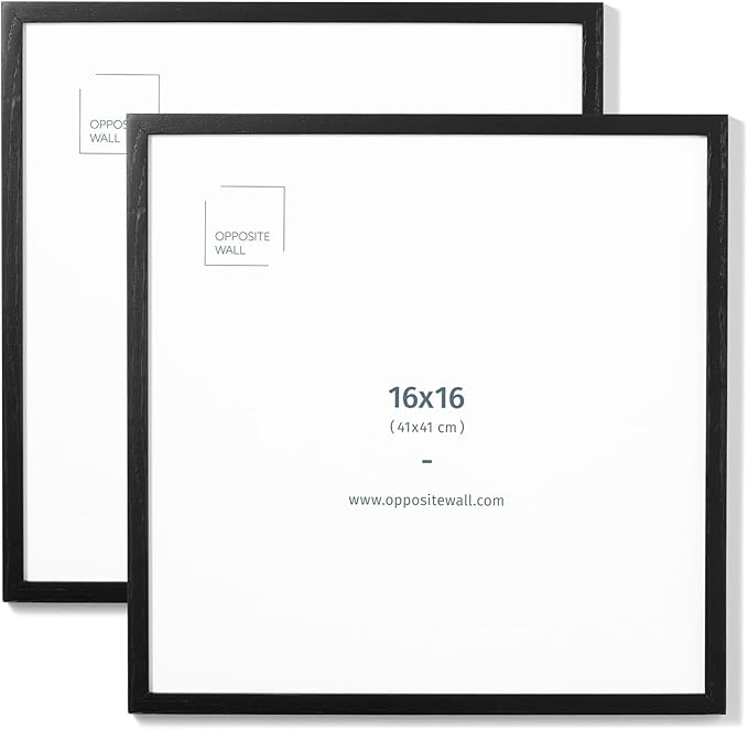 Opposite Wall - 16x16 in - Black Solid Oak Wood Picture Frame - Lightweight by OppositeWall