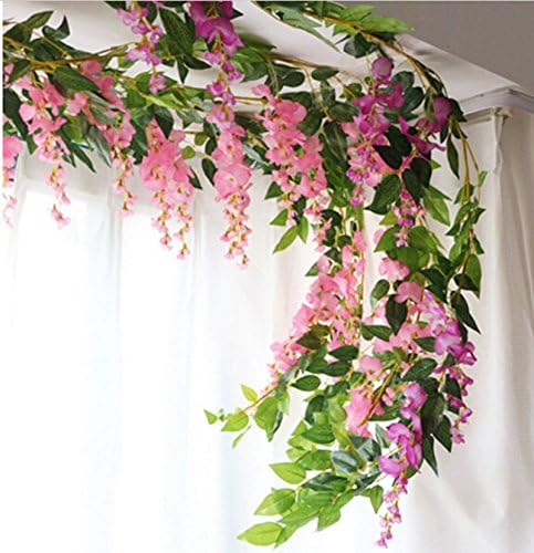 DearHouse 4Pcs 6.6Ft/Piece Artificial Flowers Silk Wisteria Garland Artificial - Image 4