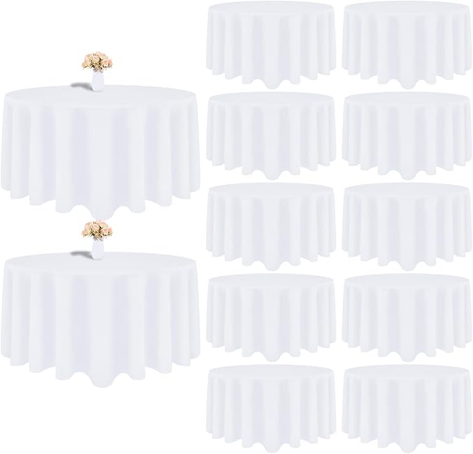 12 Pack White Round Tablecloth 108 Inch White Table Cloth Stain and Wrinkle by Heneger