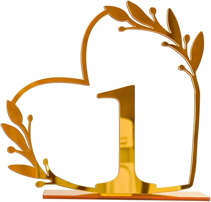 Gold Acrylic Heart-Shaped Table Numbers 1-20 - Image 6