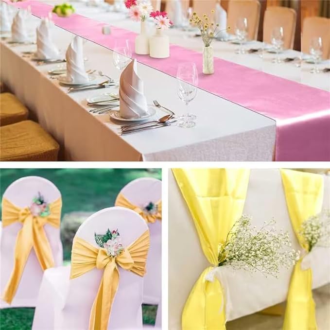 Aneco 12 Pack Satin Table Runner 12 x 108 Inch Pastel Rainbow Long Wedding - Image 6