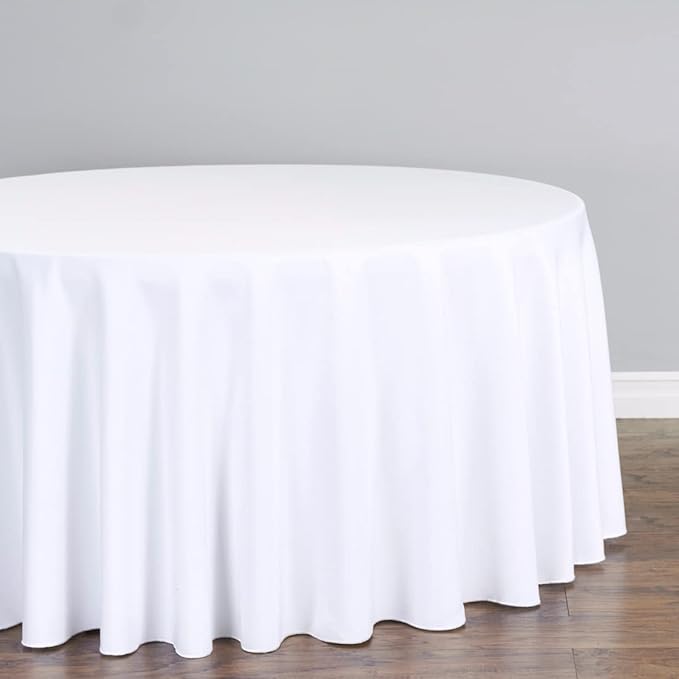 LTC LINENS 10 Pack 108 Inch Round Tablecloths White - Image 3
