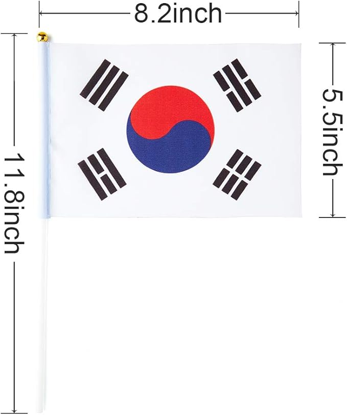 South Korea Flag South Korean Flag, Small Mini Handheld South Korea Flags on - Image 3