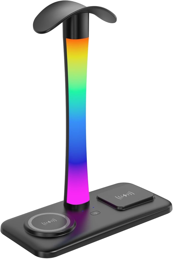 Headphone Stand with Wireless Charger, Gaming HeadsetStand with RGB Light Mode - Image 9